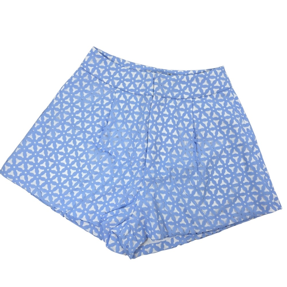 ATOIR  Maxie Shorts Blue Daisy‎ Geometric Pattern Pleated High Waisted Designer